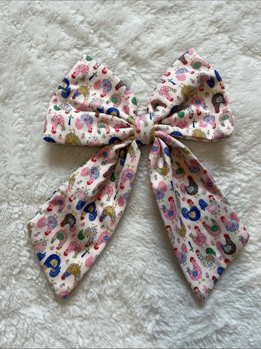 Boutique Pet Bow Chicken Print
